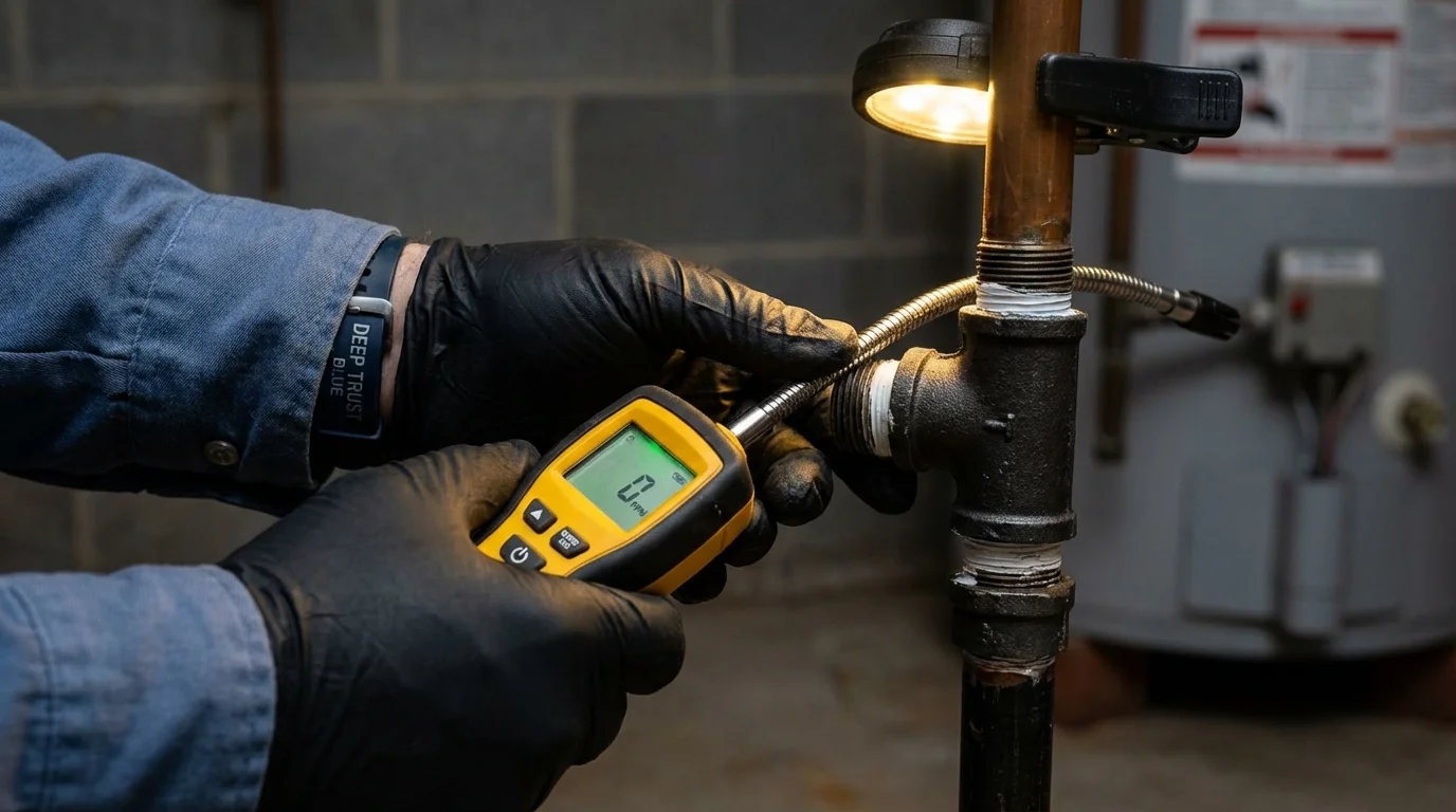 Gas leak detection with electronic sniffer by Johns Plumbing LLC in Mount Hermon