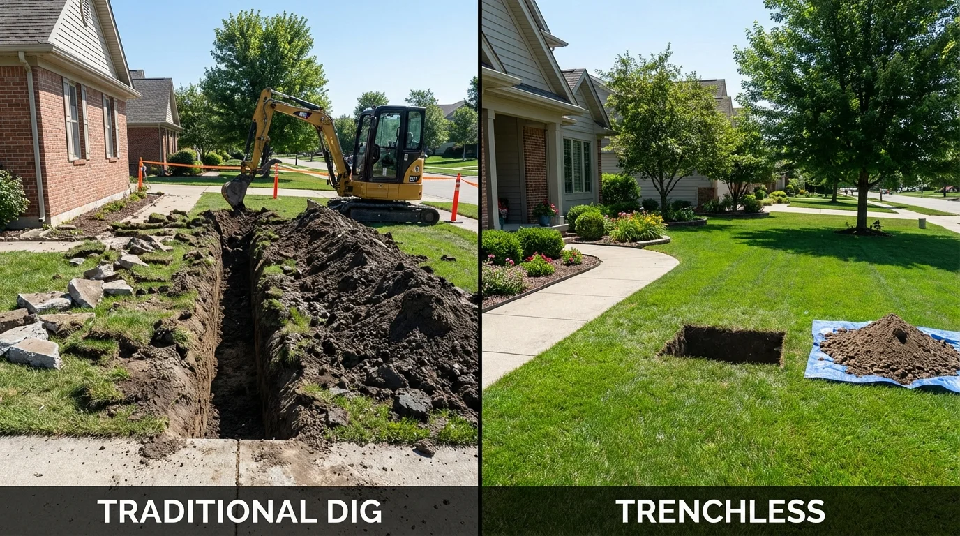 Trenchless sewer repair with minimal yard damage versus traditional excavation in Mount Hermon, CA